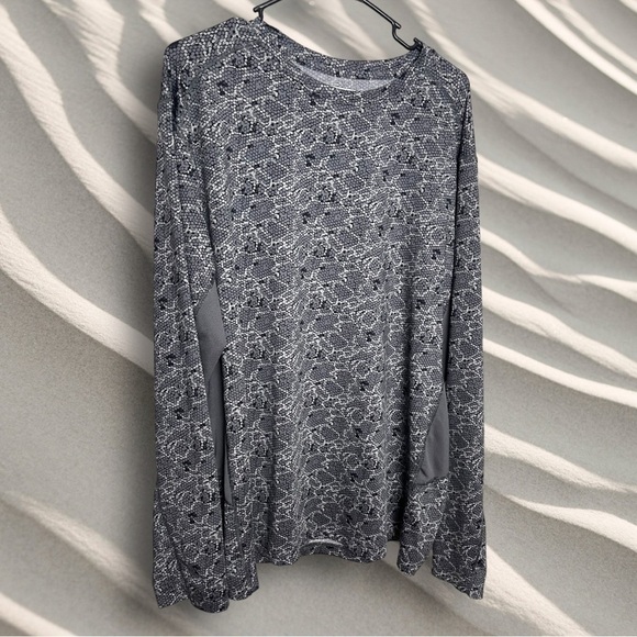 NEPALLO Men's Trophy Sun Protection Silver Black Print Long-Sleeve Tee Sz XL - Picture 4 of 13